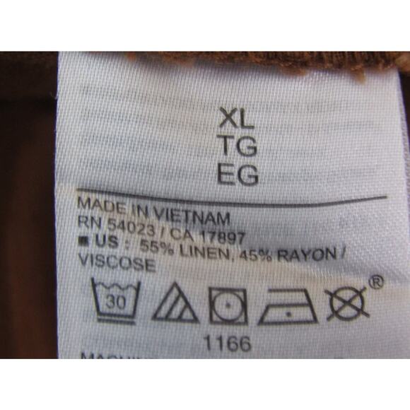 Old Navy Brown Linen Rayon Crop Pants sz XL Drawstring Minimalist Neutral Classi - Picture 9 of 9